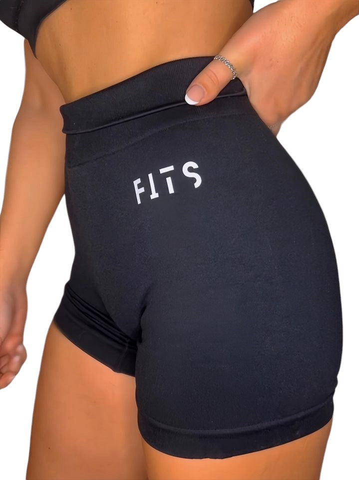 Black Gym Fits Gym Shorts for Women with White Logo