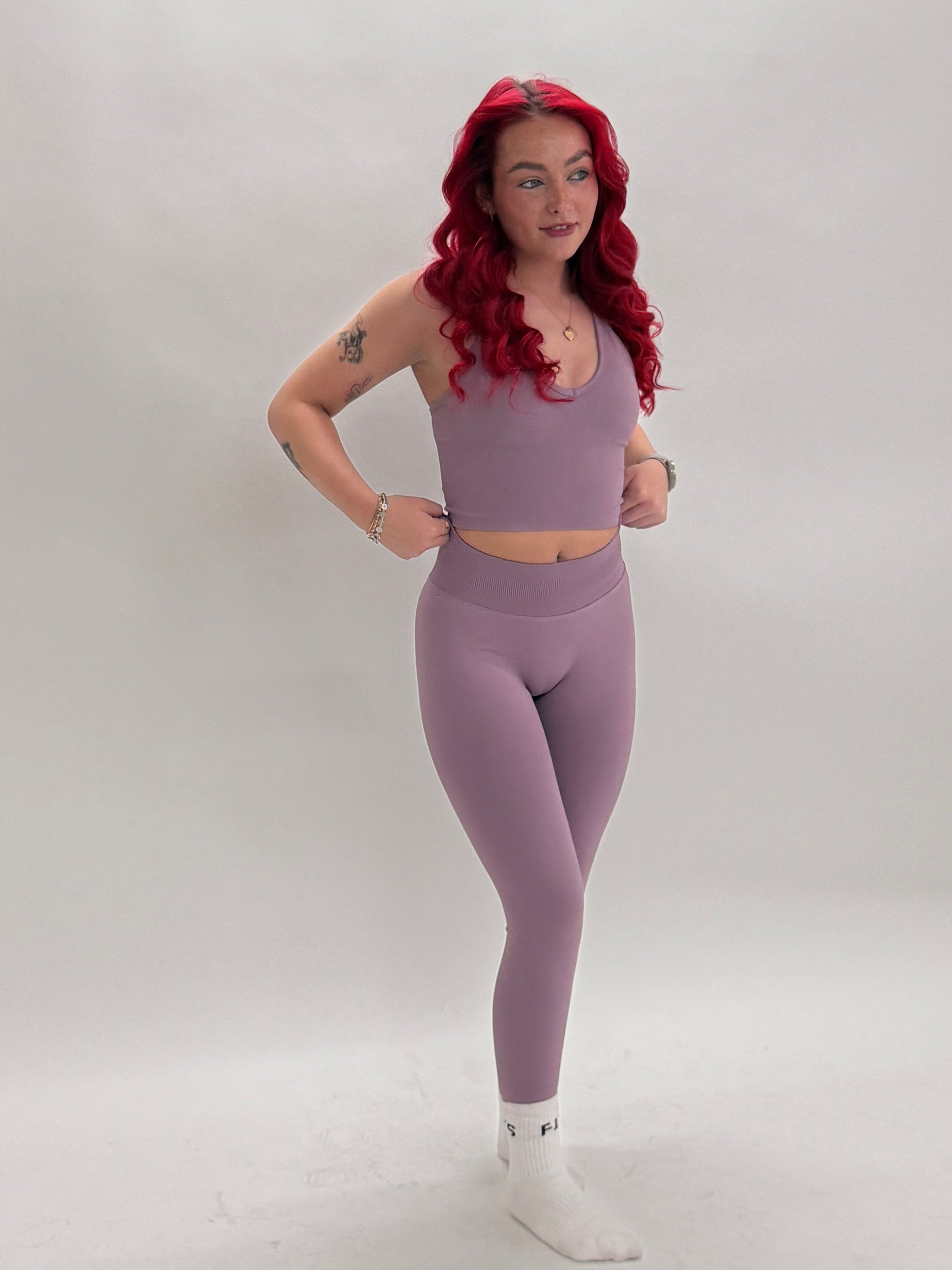 Dusky Mauve Long Line Sports Bra-3