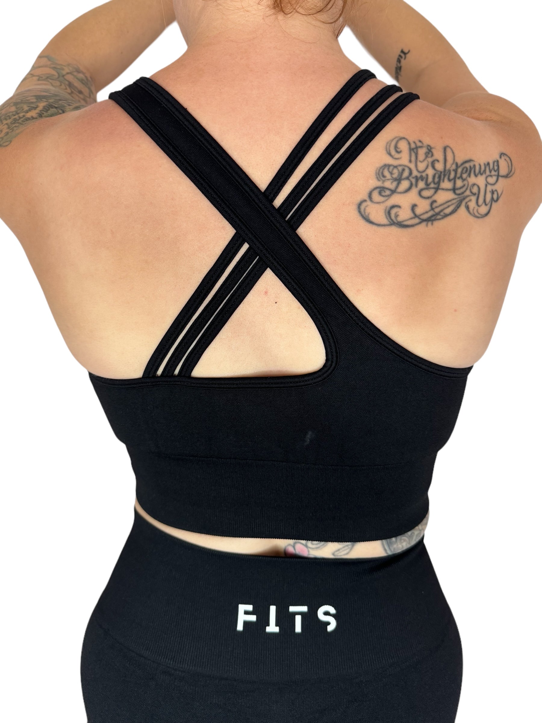 Gym Fit Black Gym Bra Top Cross Back Padded