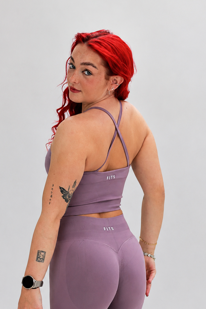 Dusky Mauve Long Line Sports Bra-2