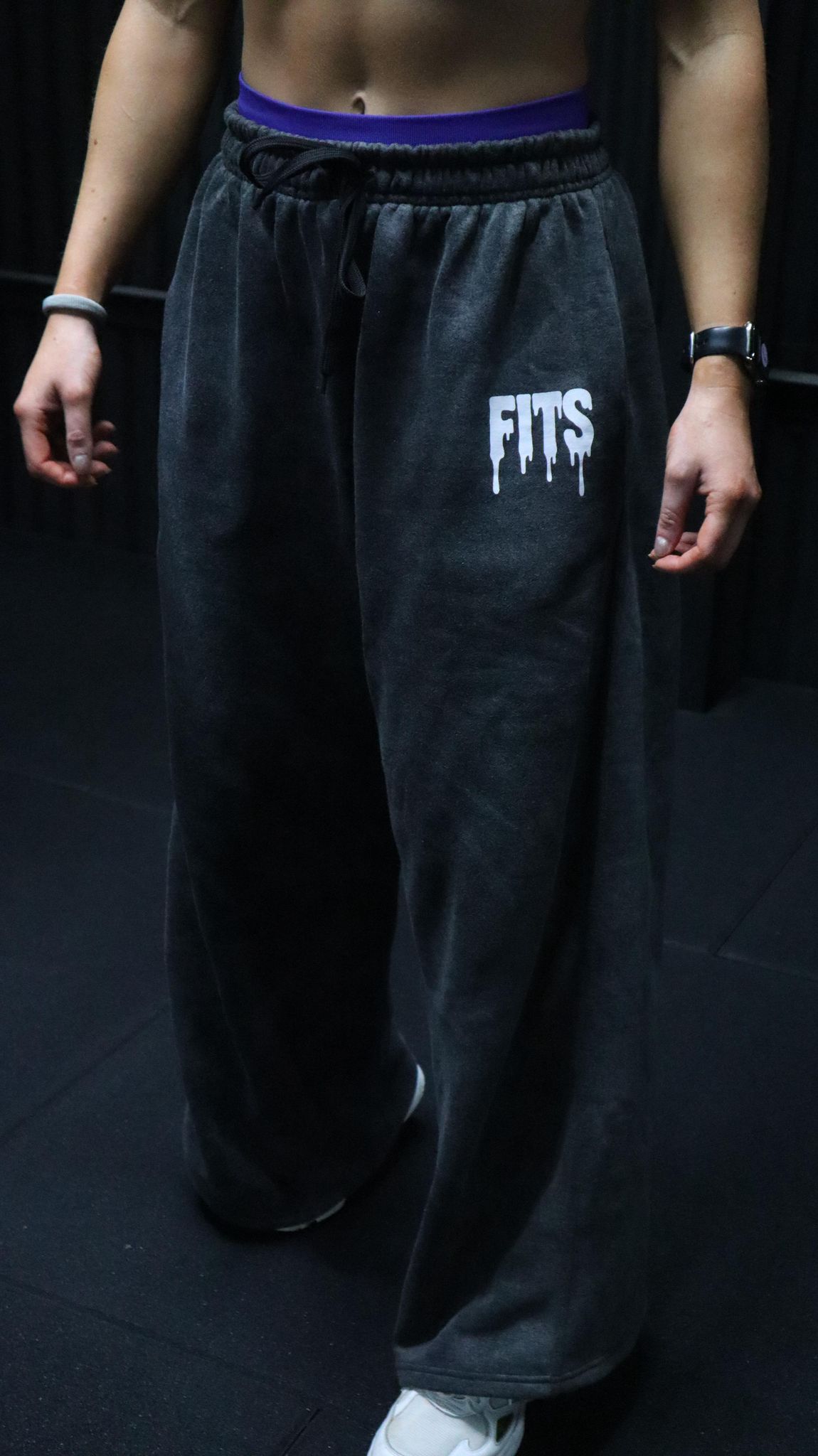 Acid Wash Joggers White Logo-1